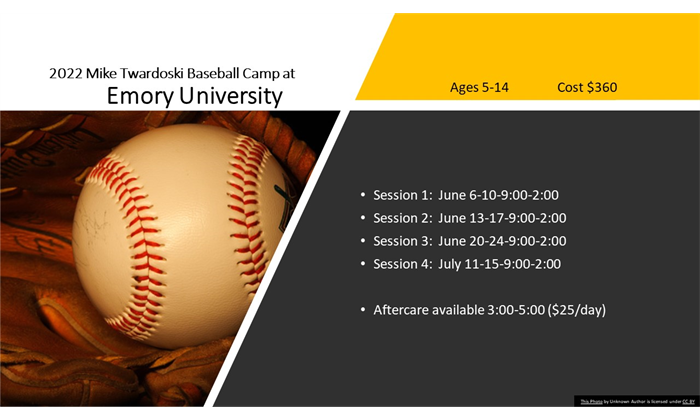 2022 Baseball Summer Camp at Emory University